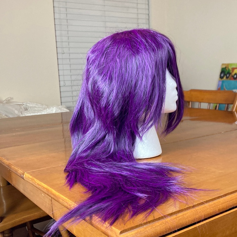 Long layered straight deep purple wig Cosplay costume dancer